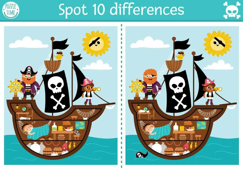TROUVE LES 10 DIFFERENCES AVEC AUTOCOLLANTS - BATEAU