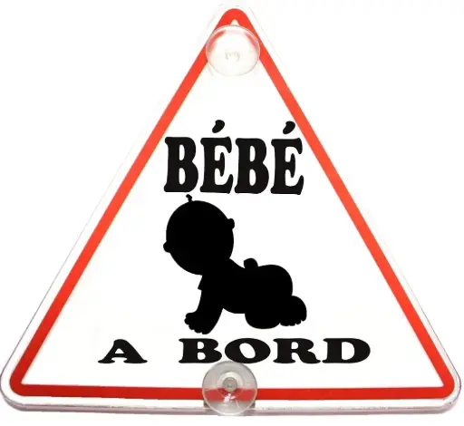 [2P0004560] PLAQUE ATTENTION BEBE A BORD