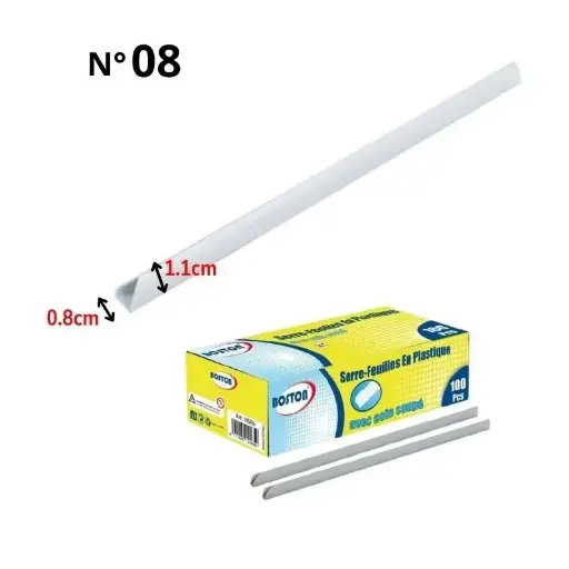 [2P0005033] SERRE FEUILLE N°8 BLANC 100PCS ACCORD