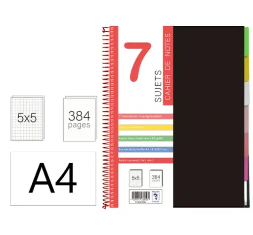 [2P0002078] CAHIER SPIRALE 7 SUJETS A4