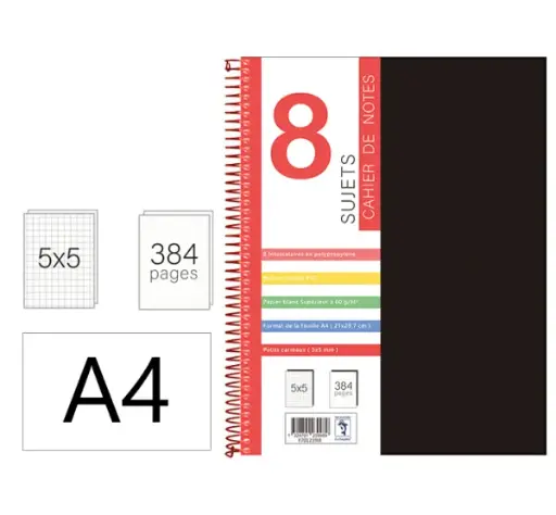 [2P0002079] CAHIER SPIRALE 8 SUJETS A4