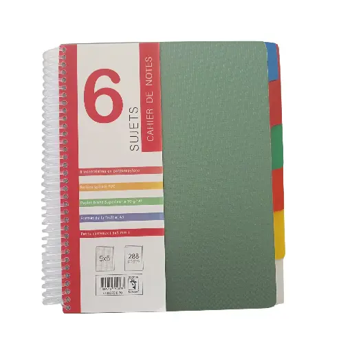 [2P0002083] CAHIER SPIRALE 6 SUJETS A5