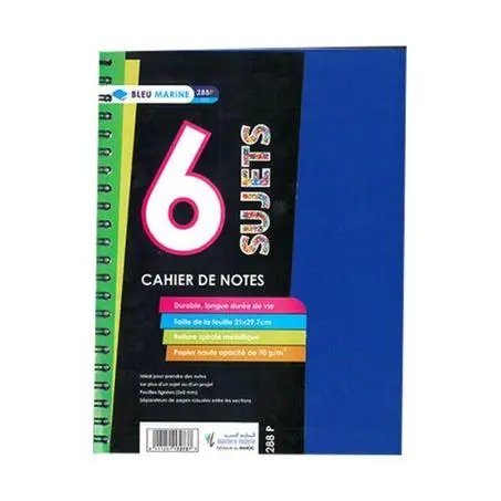 [2P0002403] REGISTRE 6 SUJETS 288P A4 5*5