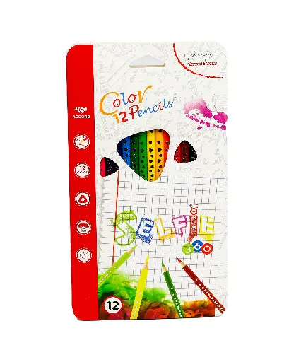 [2P0005079] CRAYONS DE COULEUR 12 LONG SELFIE 360 ACCORD SCRC2021