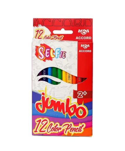 [2P0005081] CRAYONS DE COULEUR 12 LONG JUMBO SELFIE ACCORD