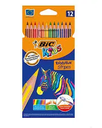 [2P000993] CRAYON COULEUR BIC KIDS STRIPES 12 COLOR